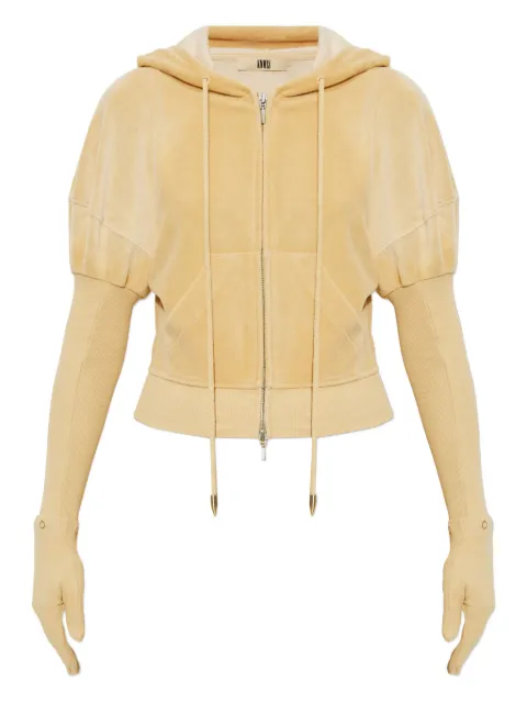 KNWLS Paris zip-fastening velvet hoodie