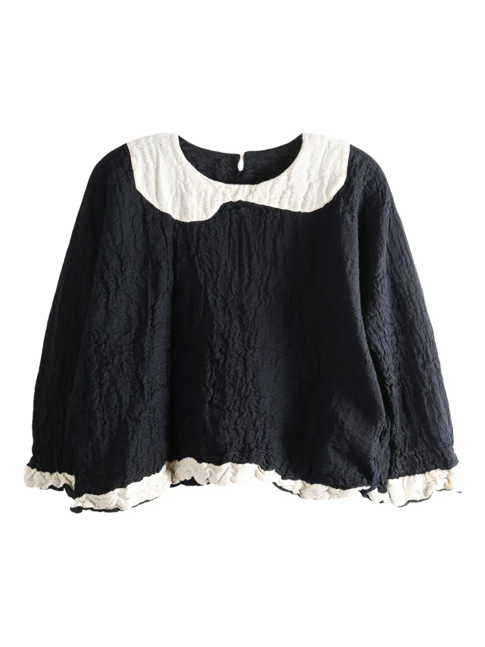 Daniela Gregis Wool Ruffled Blouse In Black