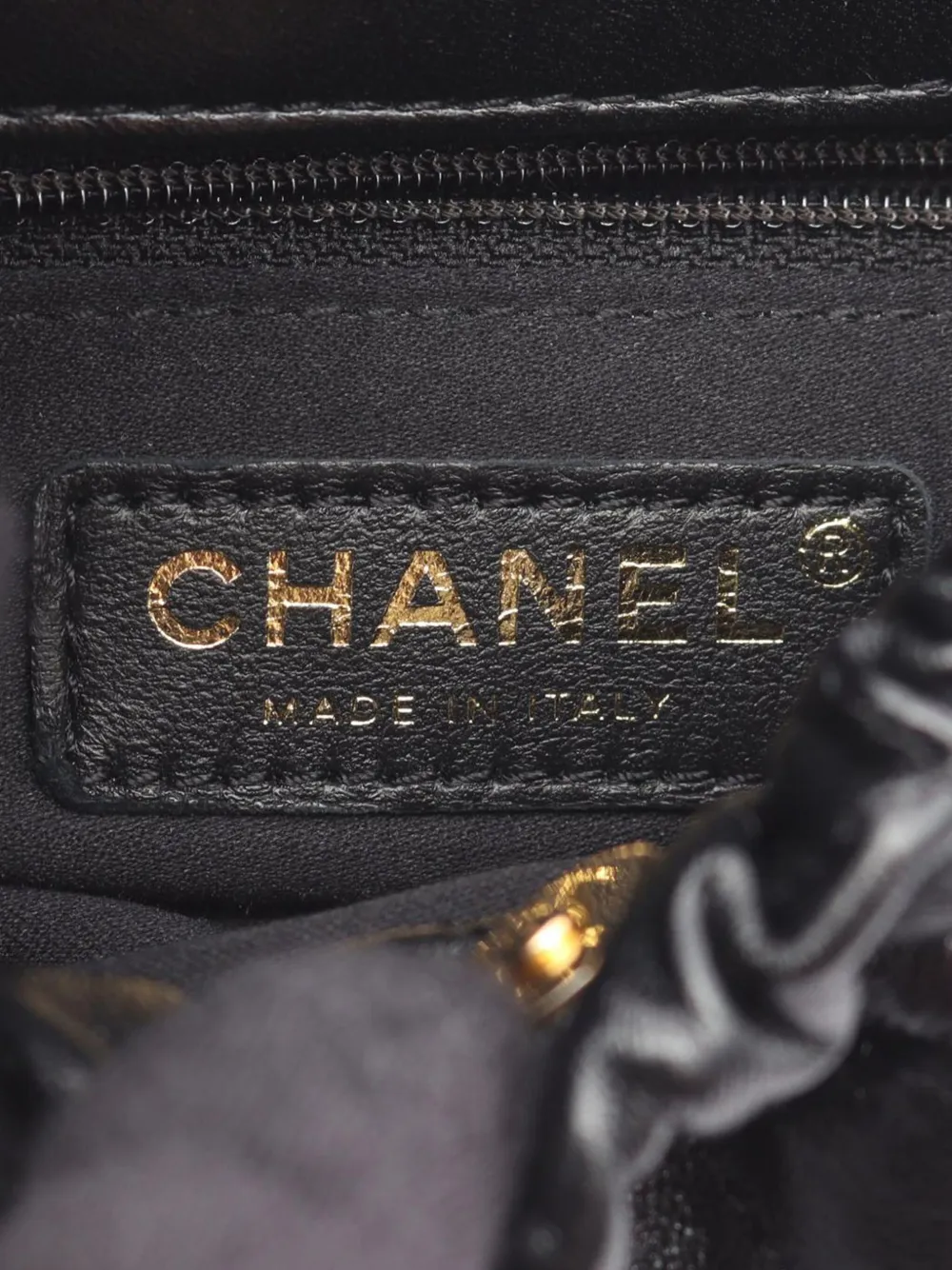 Pre-owned Chanel 2021-2025 Small Quilted Lambskin Resin Charms Chain Bucket Bag Satchel In Black