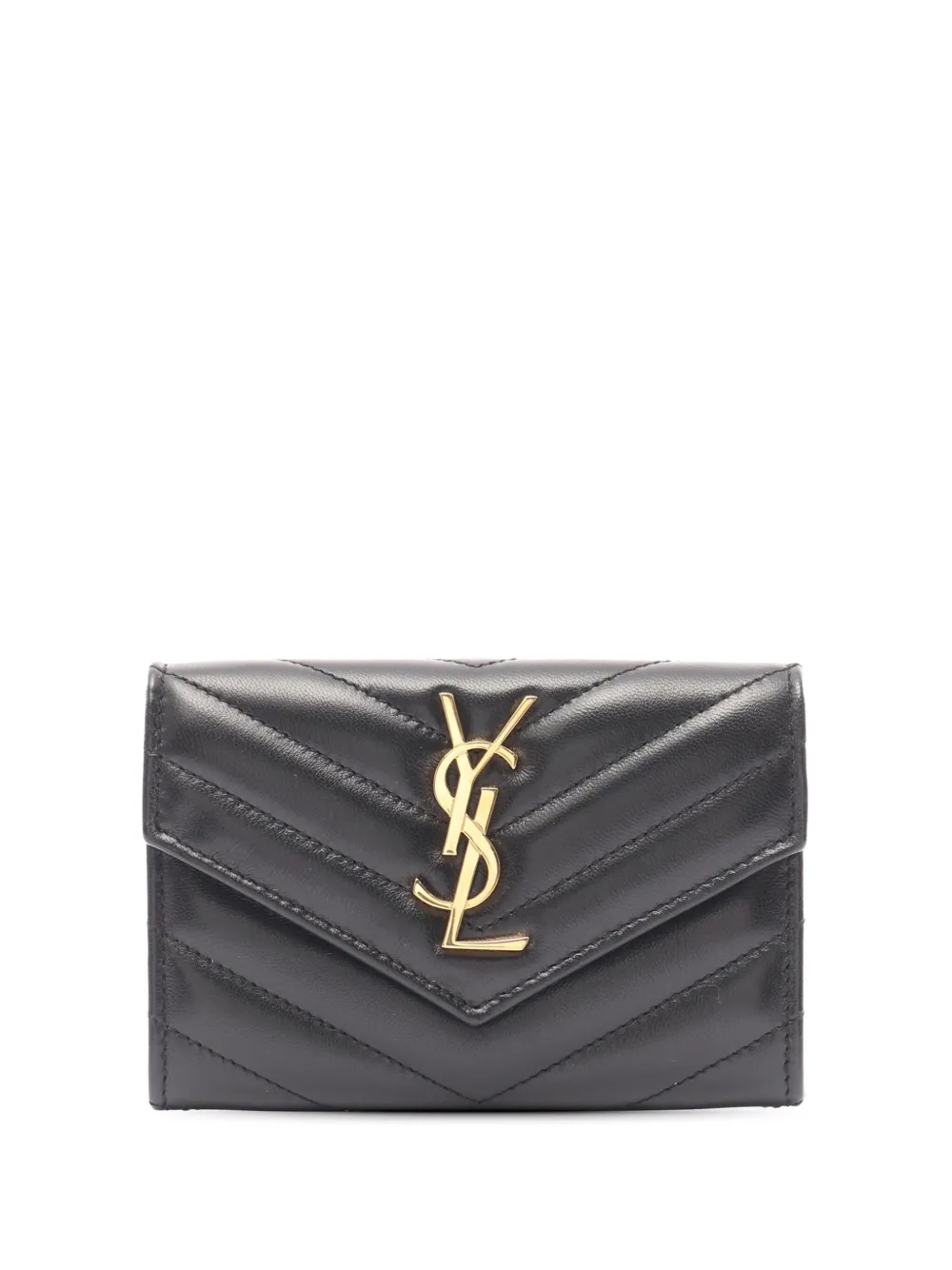 Saint Laurent Pre-Owned 2000-2025 Leather Monogram Envelope Bifold Wallet small wallets | Black | Image 1