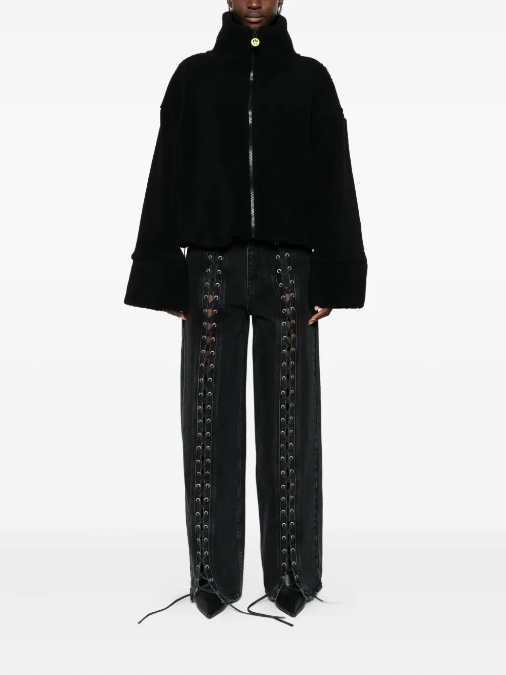 Barrow Logo-detail High-neck Jacket In Black