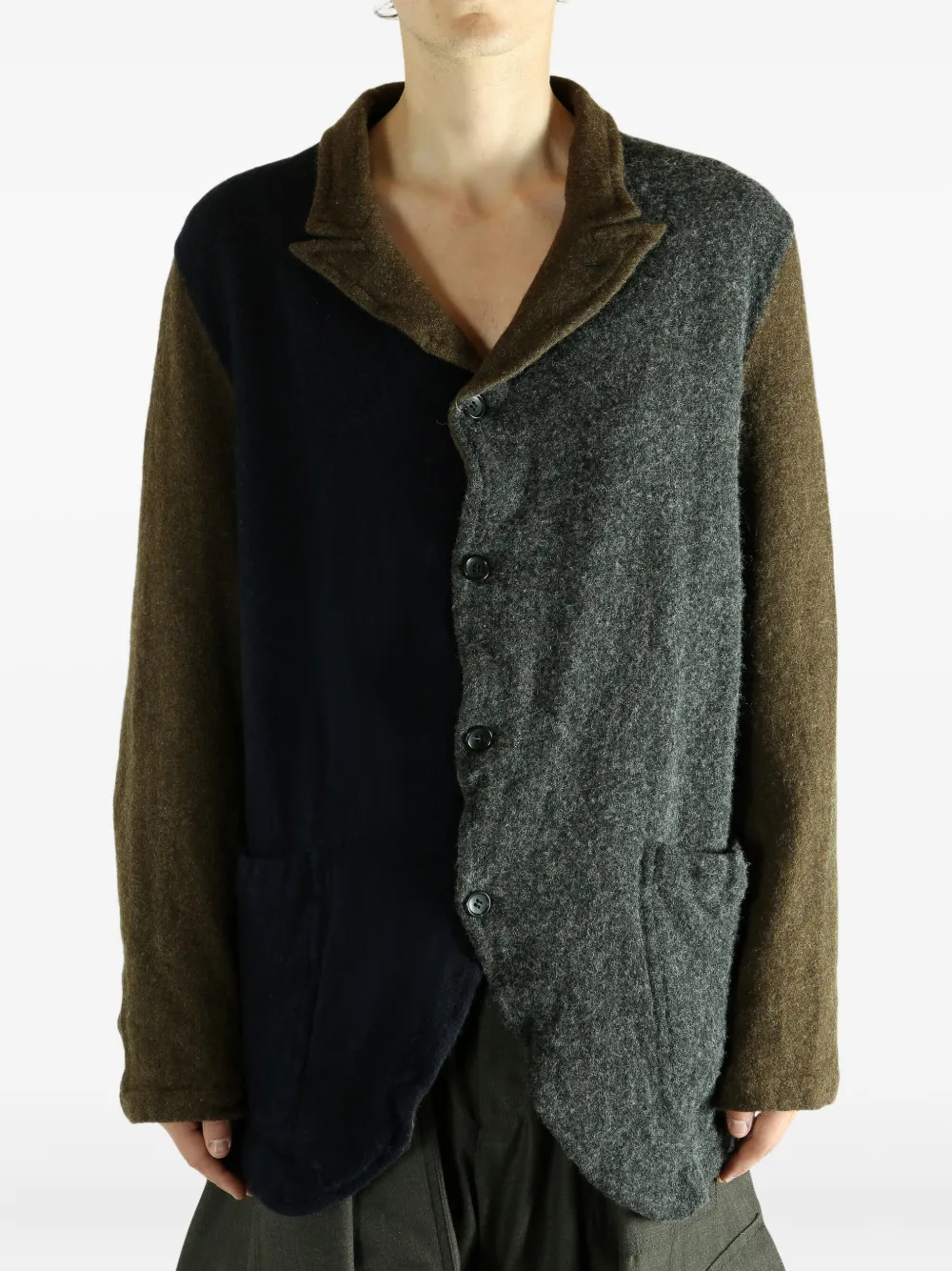 Comme Des Garçons Shirt Jas van wolblend met enkele rij knopen Grijs