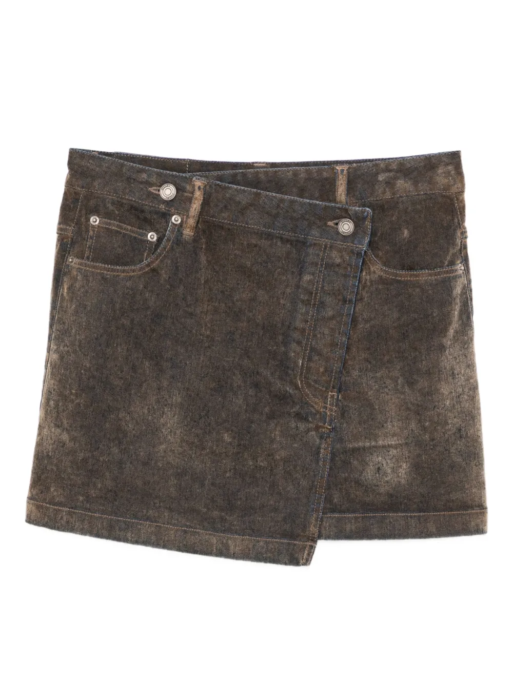 Juunj Asymmetric Denim Skirt In Brown