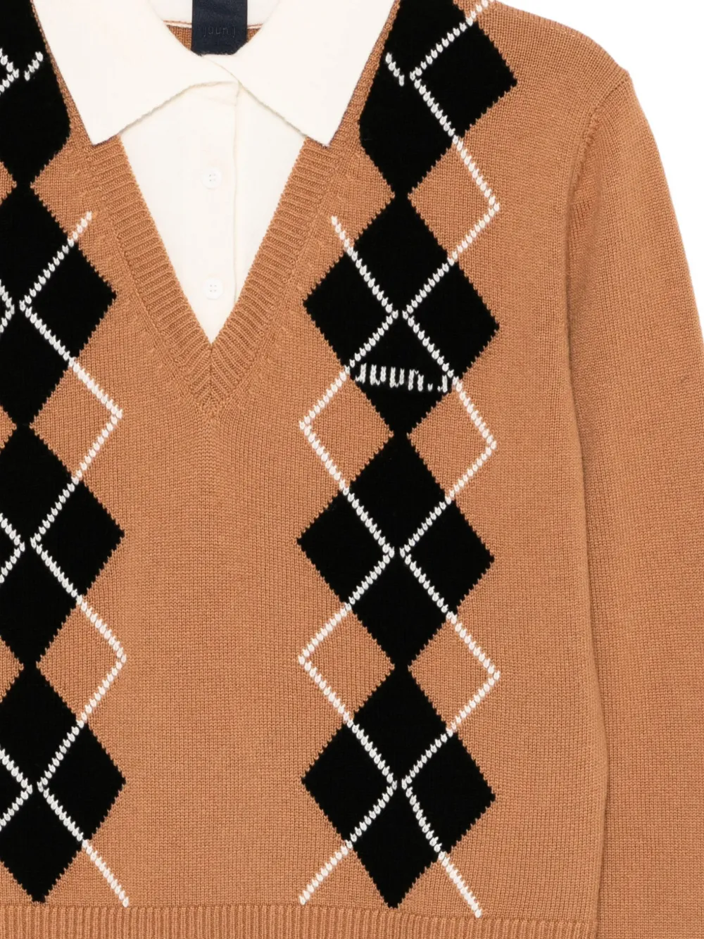 Juunj Layered Polo Top In Brown