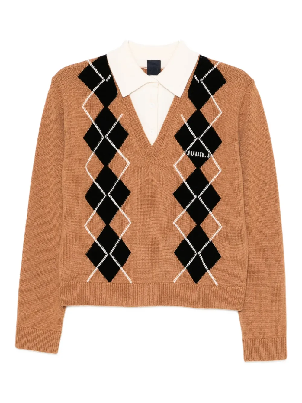 Juunj Layered Polo Top In Brown