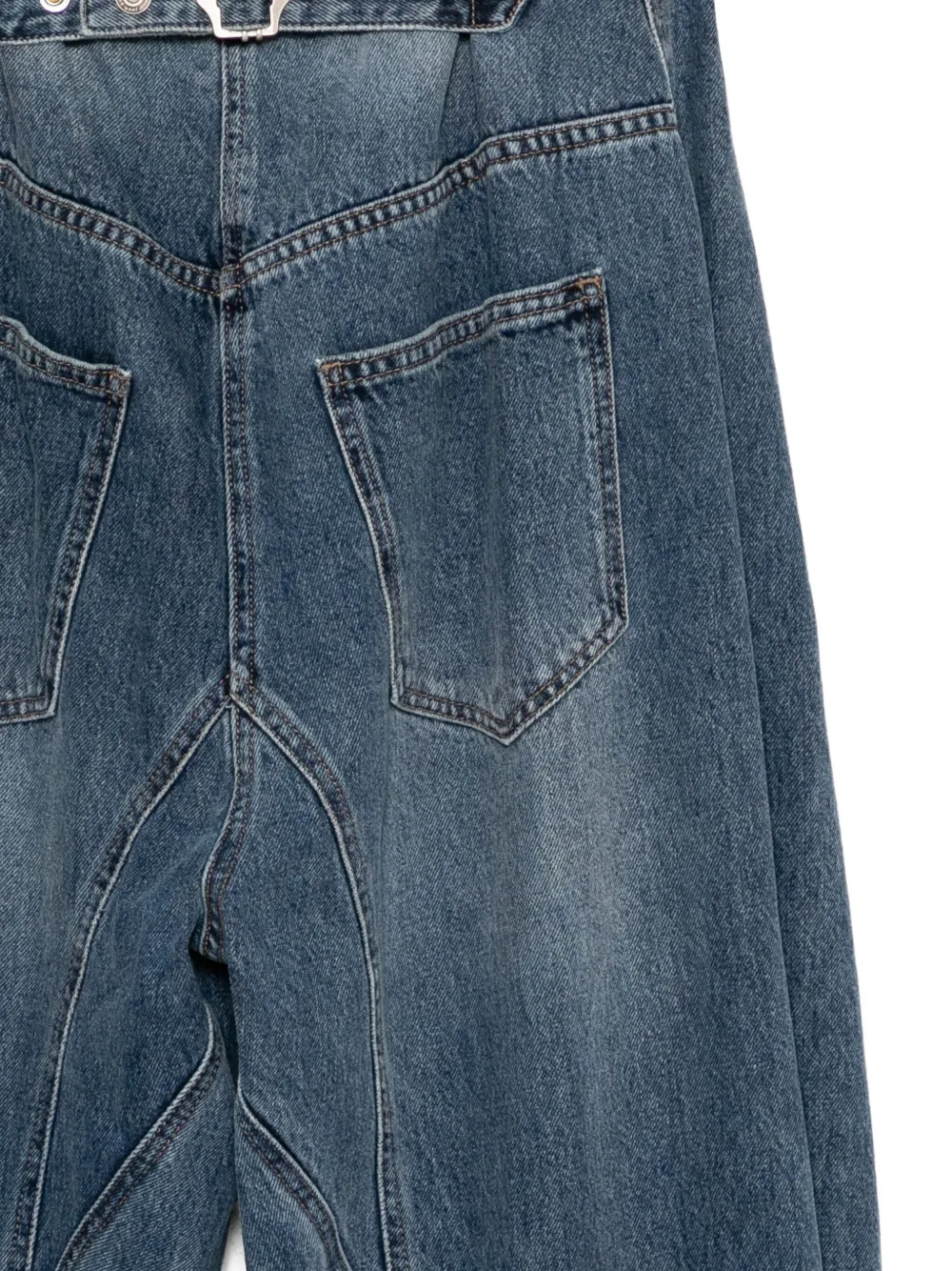 Juunj Adjustable-strap Wide-leg Jeans In Blue