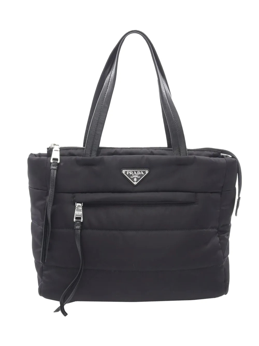 Pre-owned Prada 2013-2025 Tessuto Bomber Tote Bag In Black
