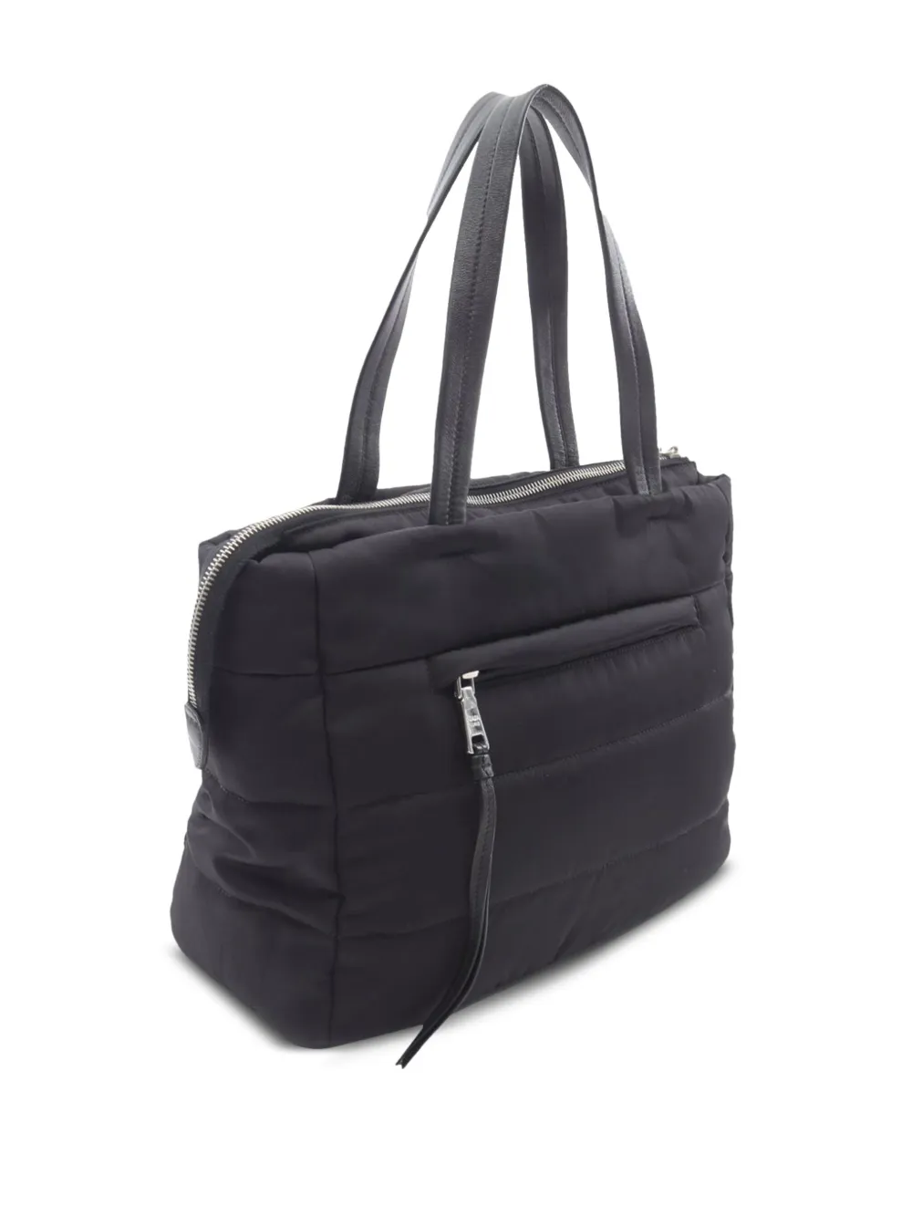 Pre-owned Prada 2013-2025 Tessuto Bomber Tote Bag In Black