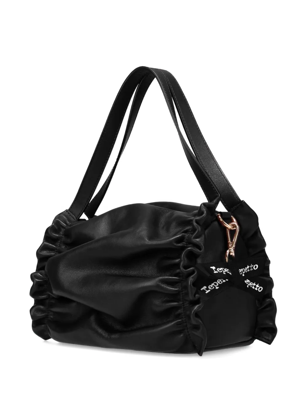  Repetto Small Opéra Ruched Calf-leather Shoulder Bag - Black 