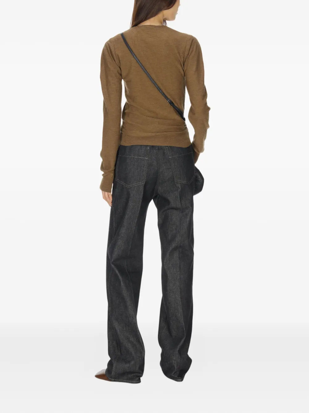 Lemaire Crew-neck Wool Sweater In Brown