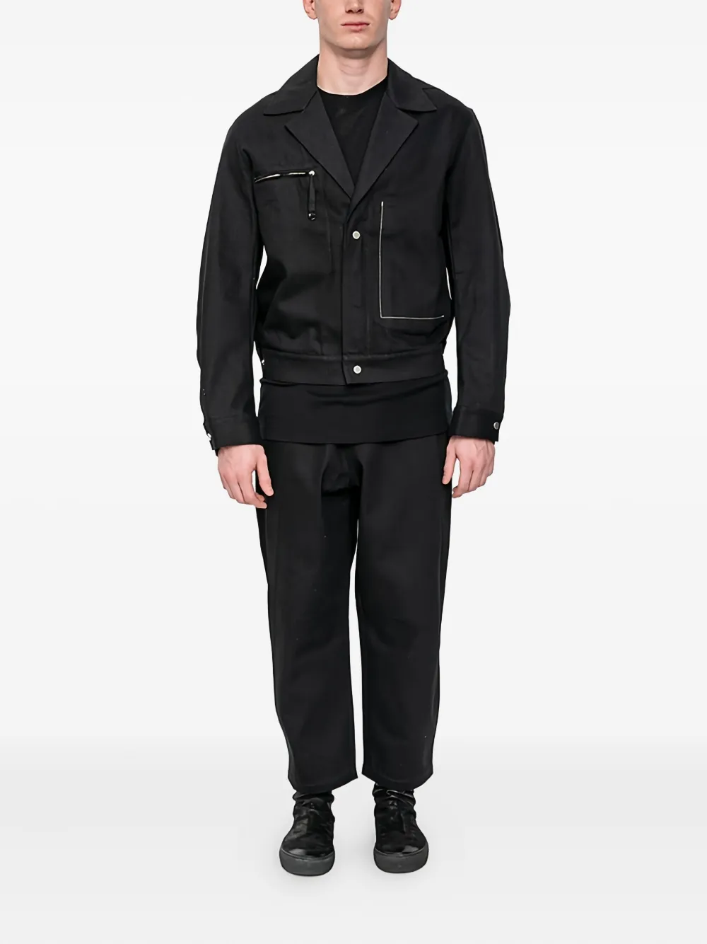 Joe Chia Maz denim jack met ritsdetail Zwart