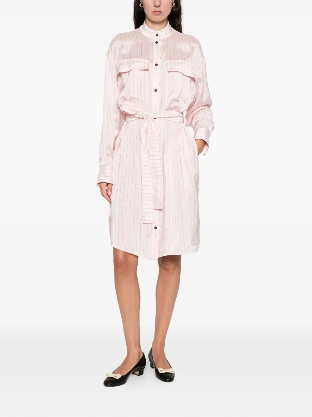 Ferragamo Gestreepte blousejurk met ceintuur - Roze