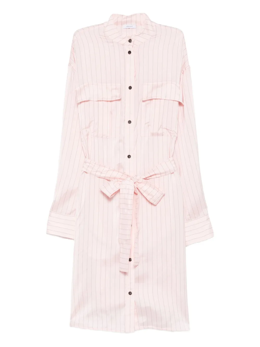 Ferragamo vestido camisero midi a rayas con cinturón | rosado | Image 1