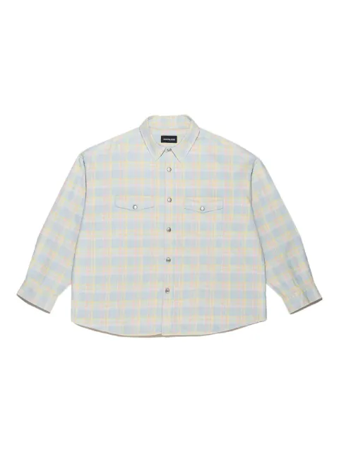 Mainless flap pockets plaid shirt 