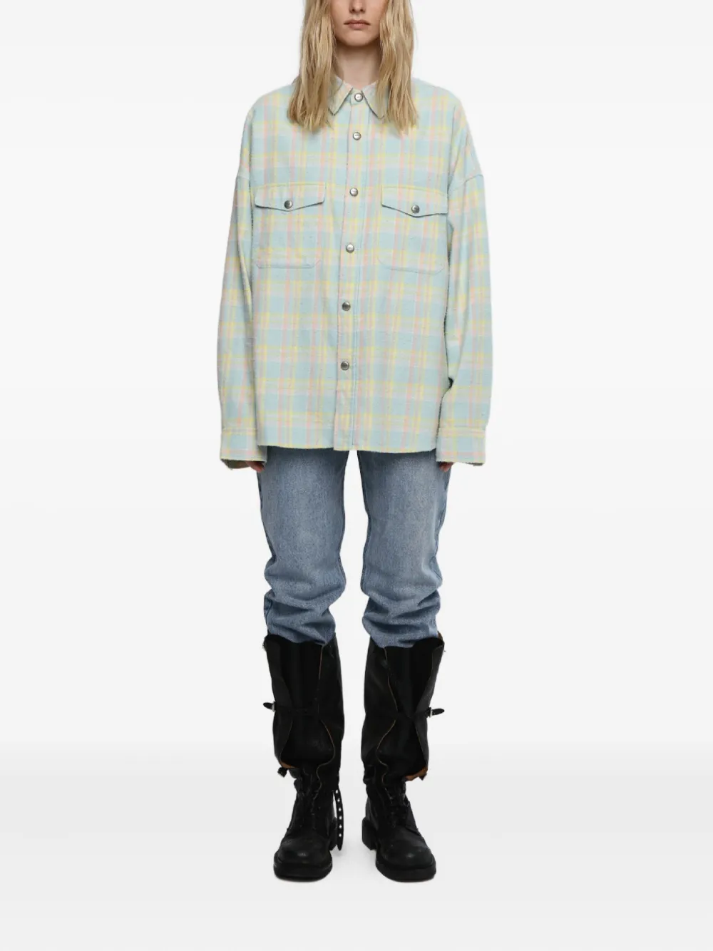 Mainless Flap Pockets Plaid Shirt In Multi