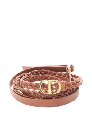 Pre Loved christian dior Braided Leather Logo Belt Women brown | brown Belts Vintage CHRISTIAN DIOR Womens 36 Brown Leather Blend Braided  main image 2