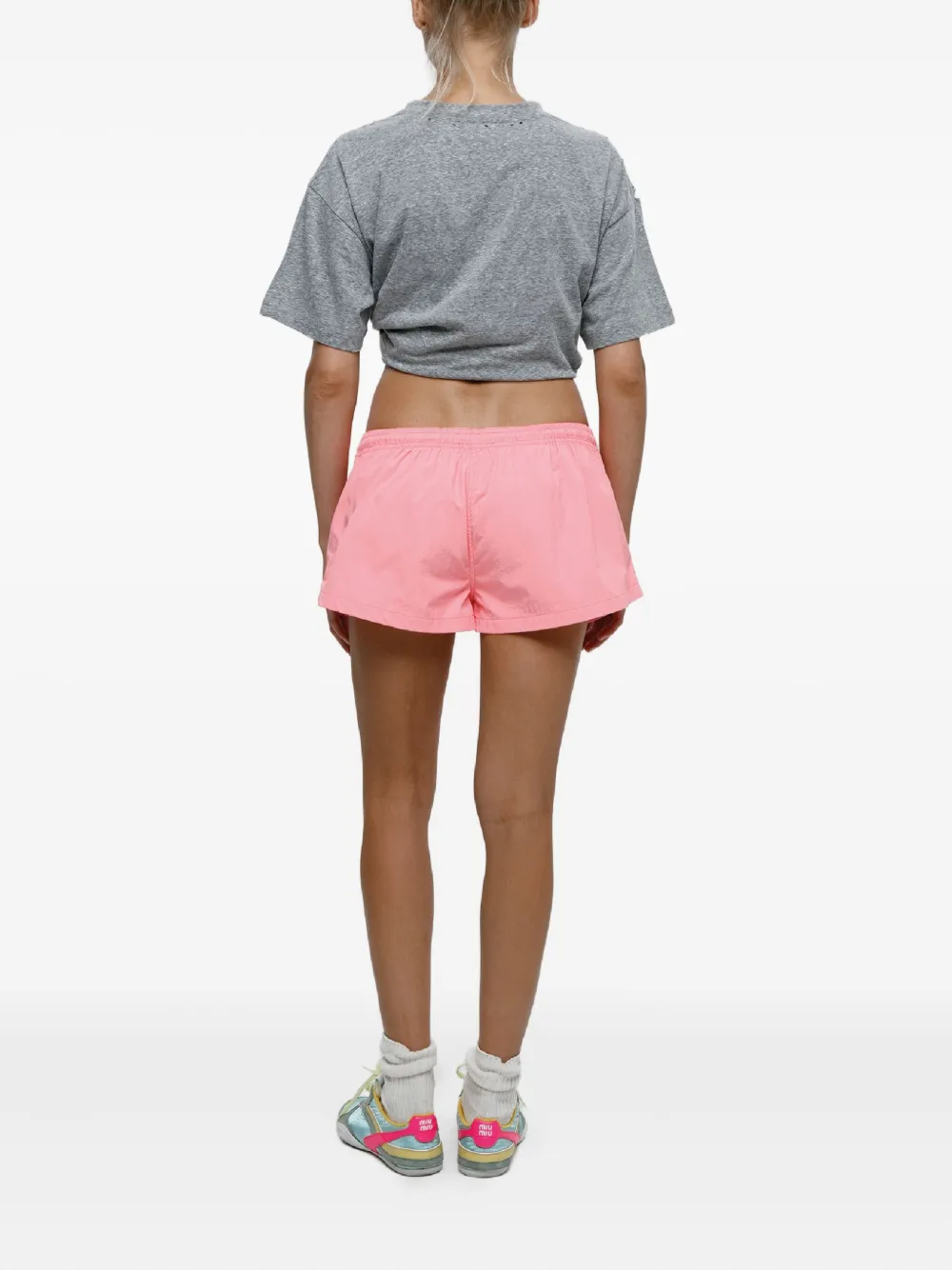 Mainless Drawstring Beach Mini Shorts In Pink
