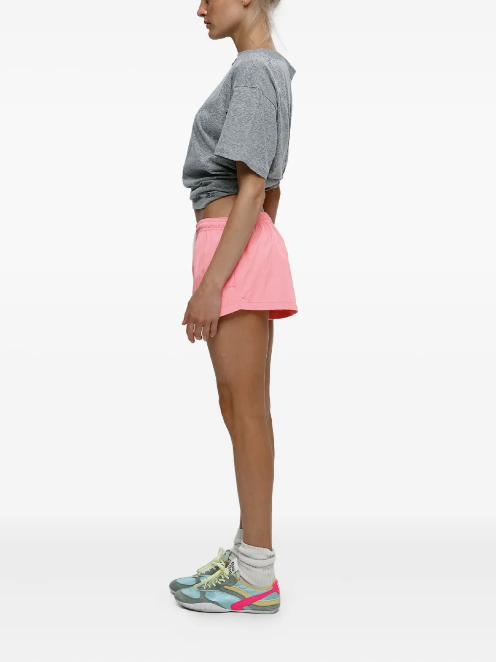 Mainless Drawstring Beach Mini Shorts In Pink