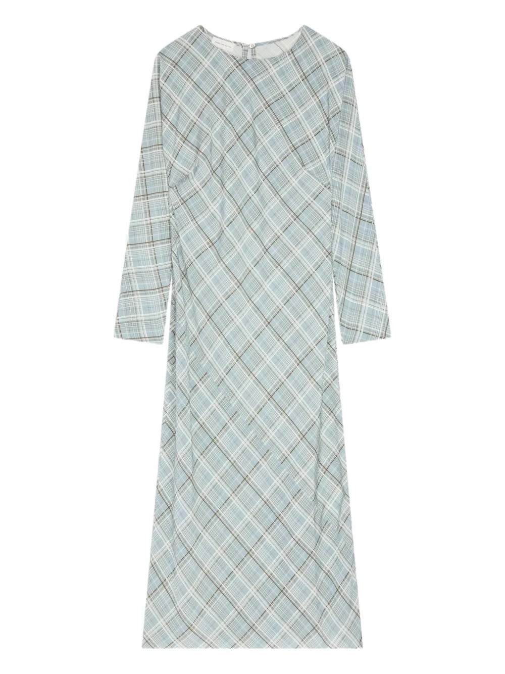 Dries Van Noten Plaid Midi Dress In Blue