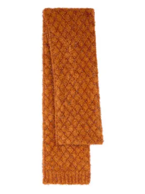 DRIES VAN NOTEN エンブロイダリー フリンジ シルクスカーフ | レッド