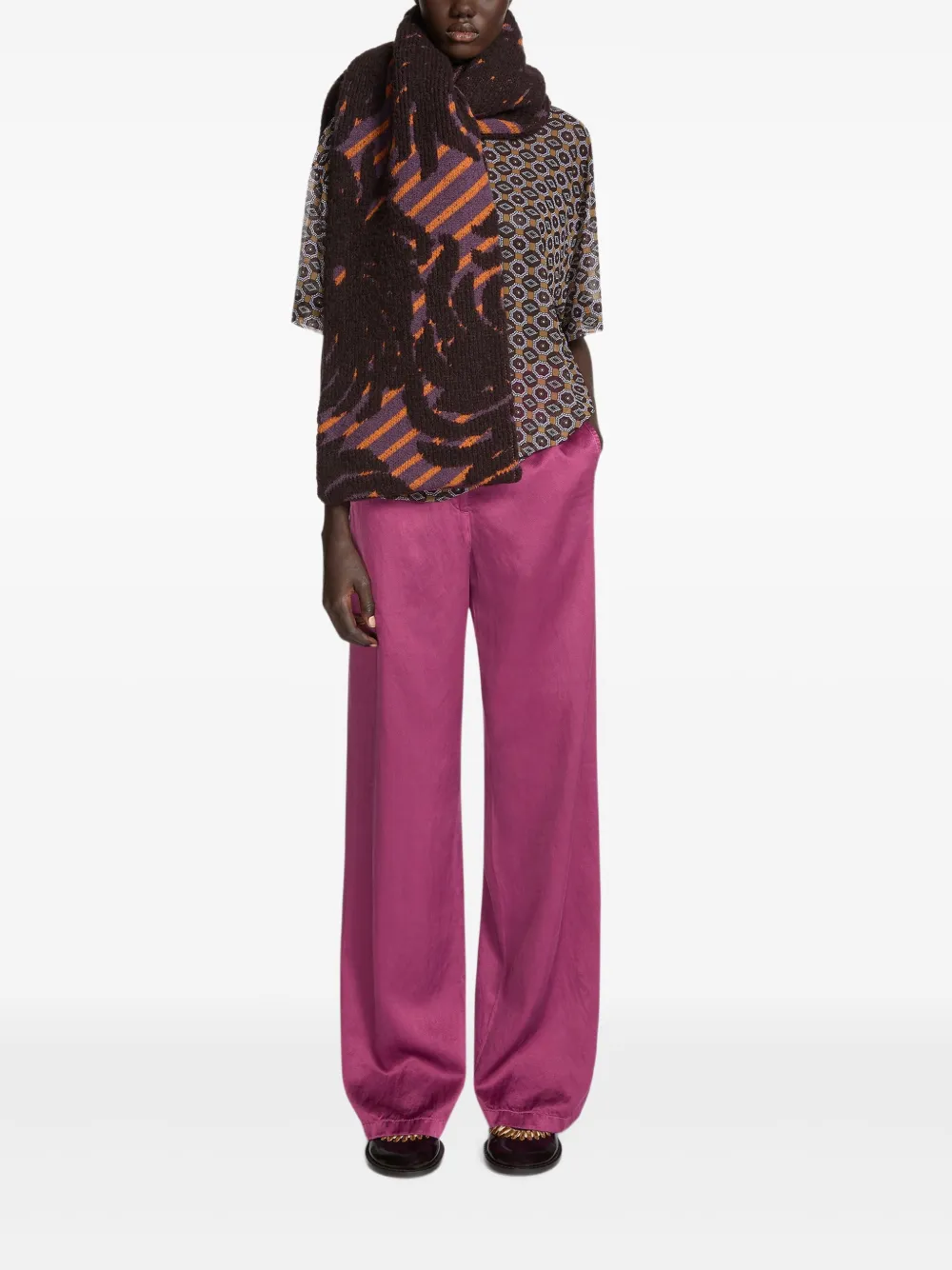 DRIES VAN NOTEN Sjaal met jacquard - Bruin