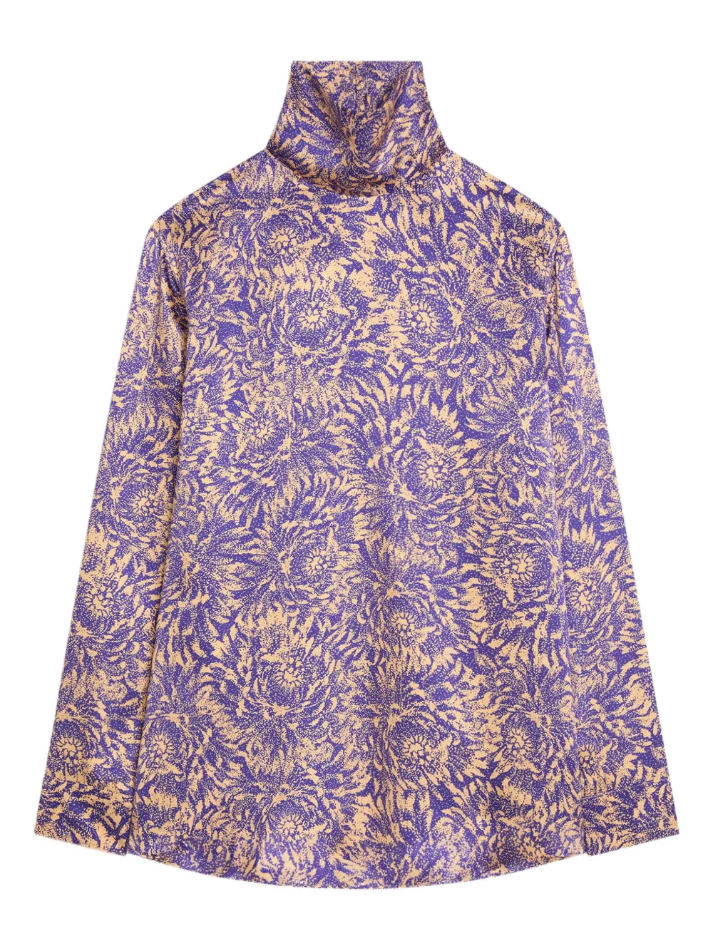 Dries Van Noten Floral Silk Satin Blouse In Purple