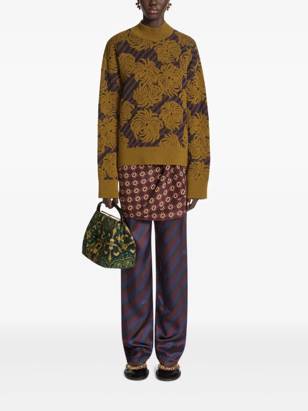 DRIES VAN NOTEN Trui met bloemjacquard Groen