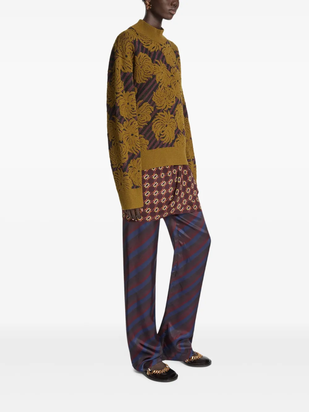 DRIES VAN NOTEN Trui met bloemjacquard Groen