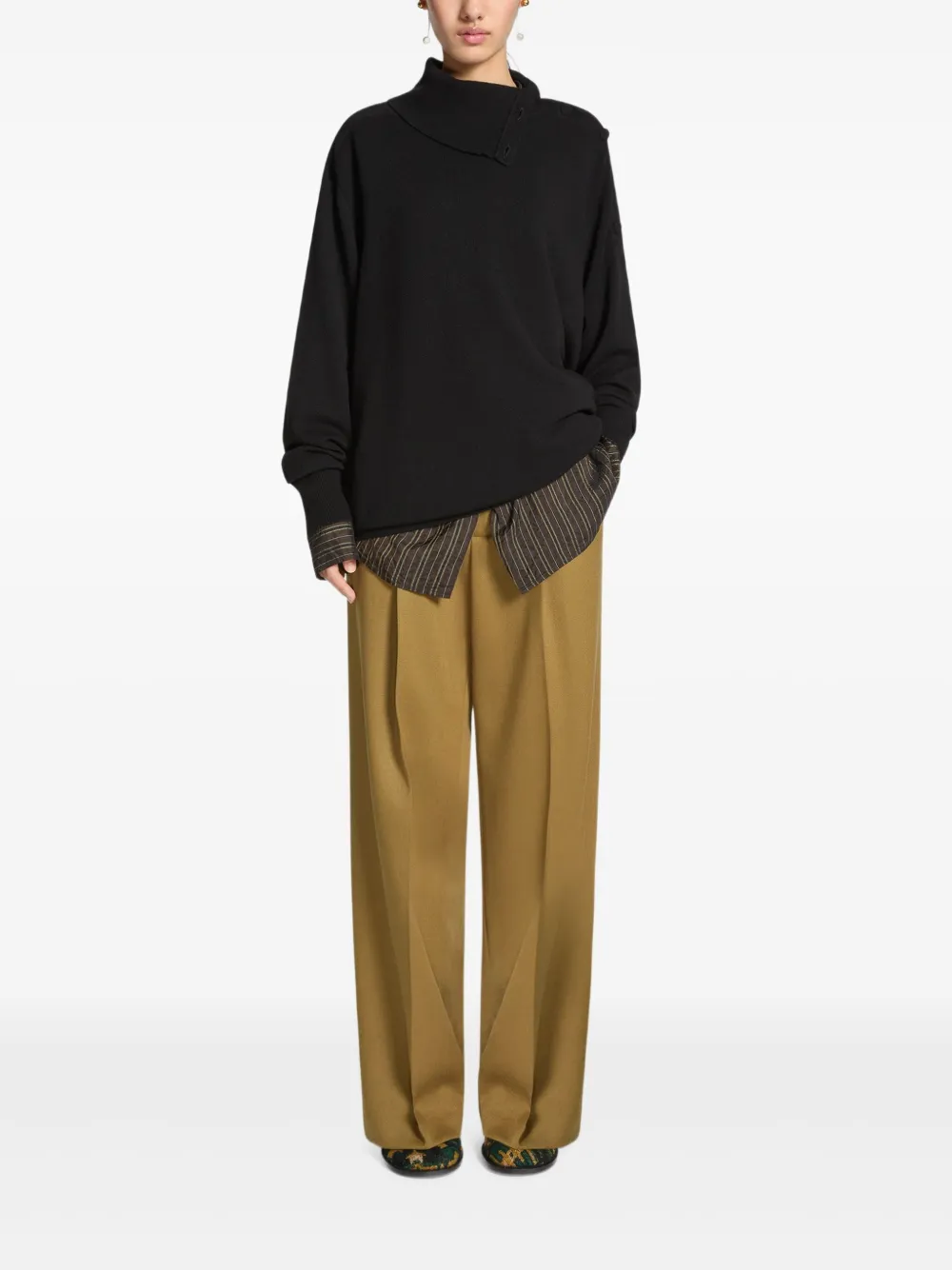 Dries Van Noten Funnel-collar Cashmere Sweater In Black