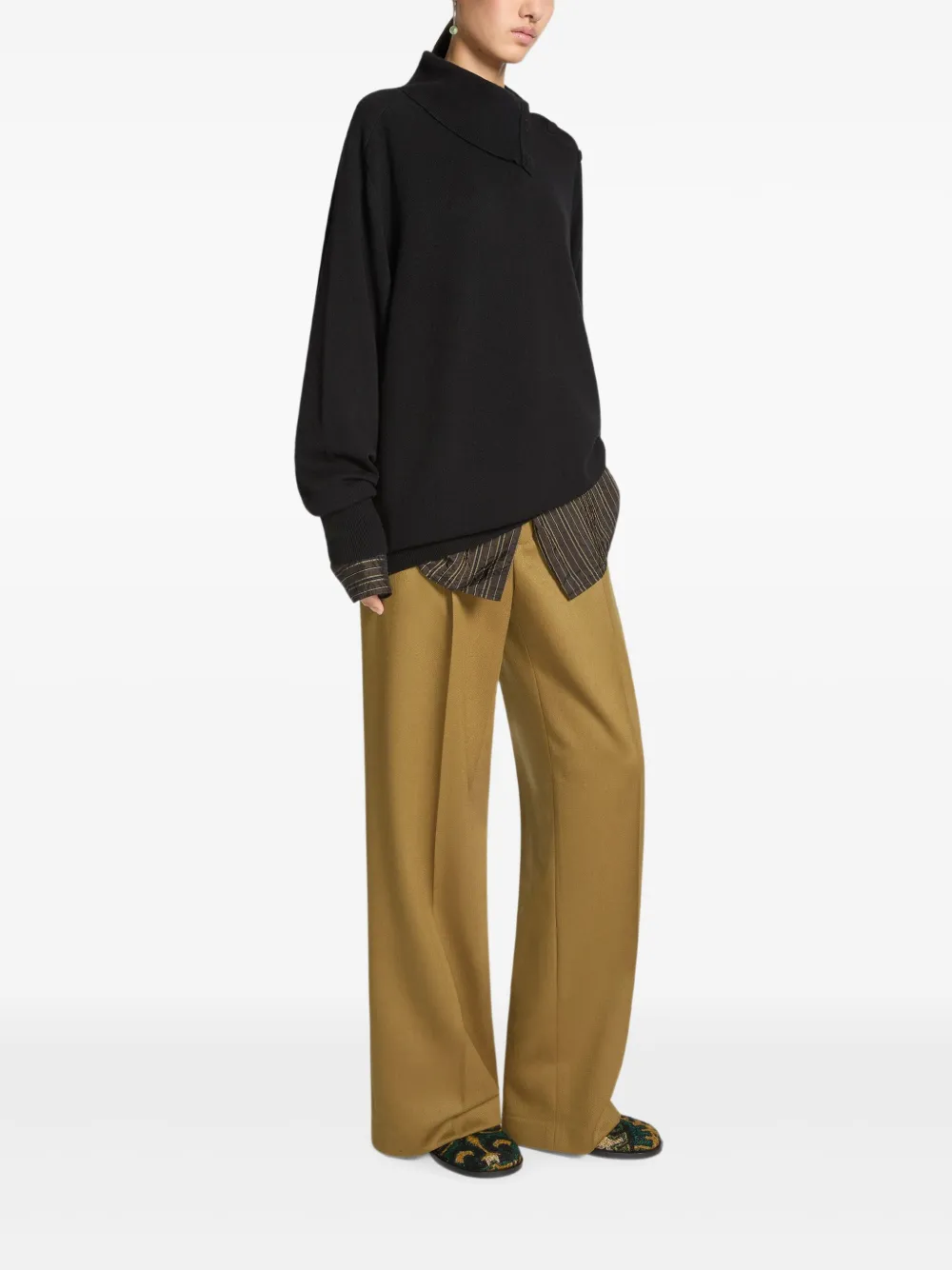 Dries Van Noten Funnel-collar Cashmere Sweater In Black