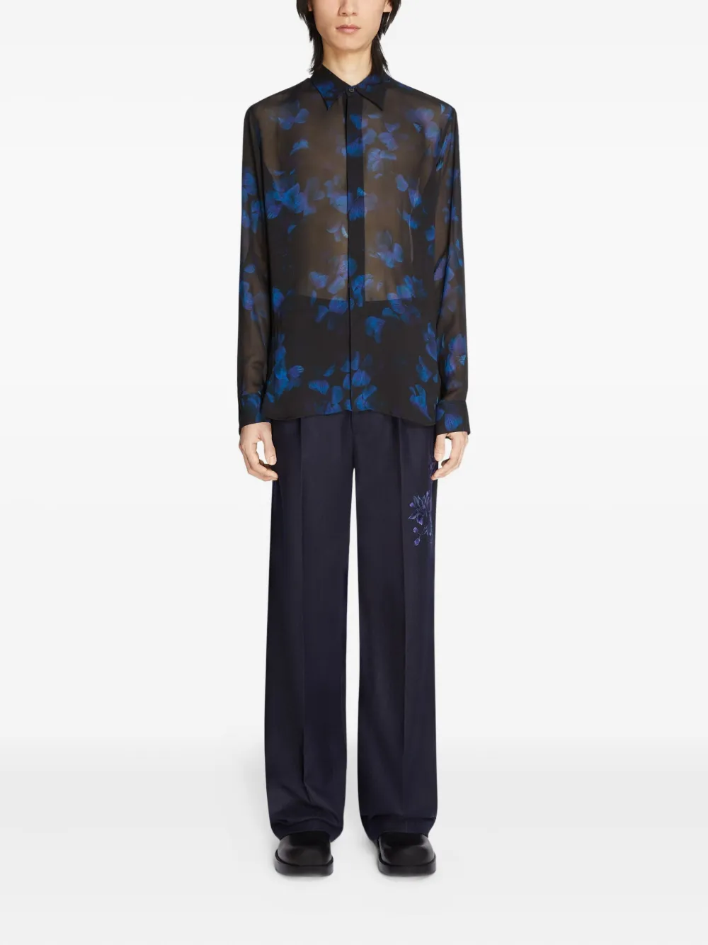 DRIES VAN NOTEN Chowy overhemd met bloemenprint - Zwart