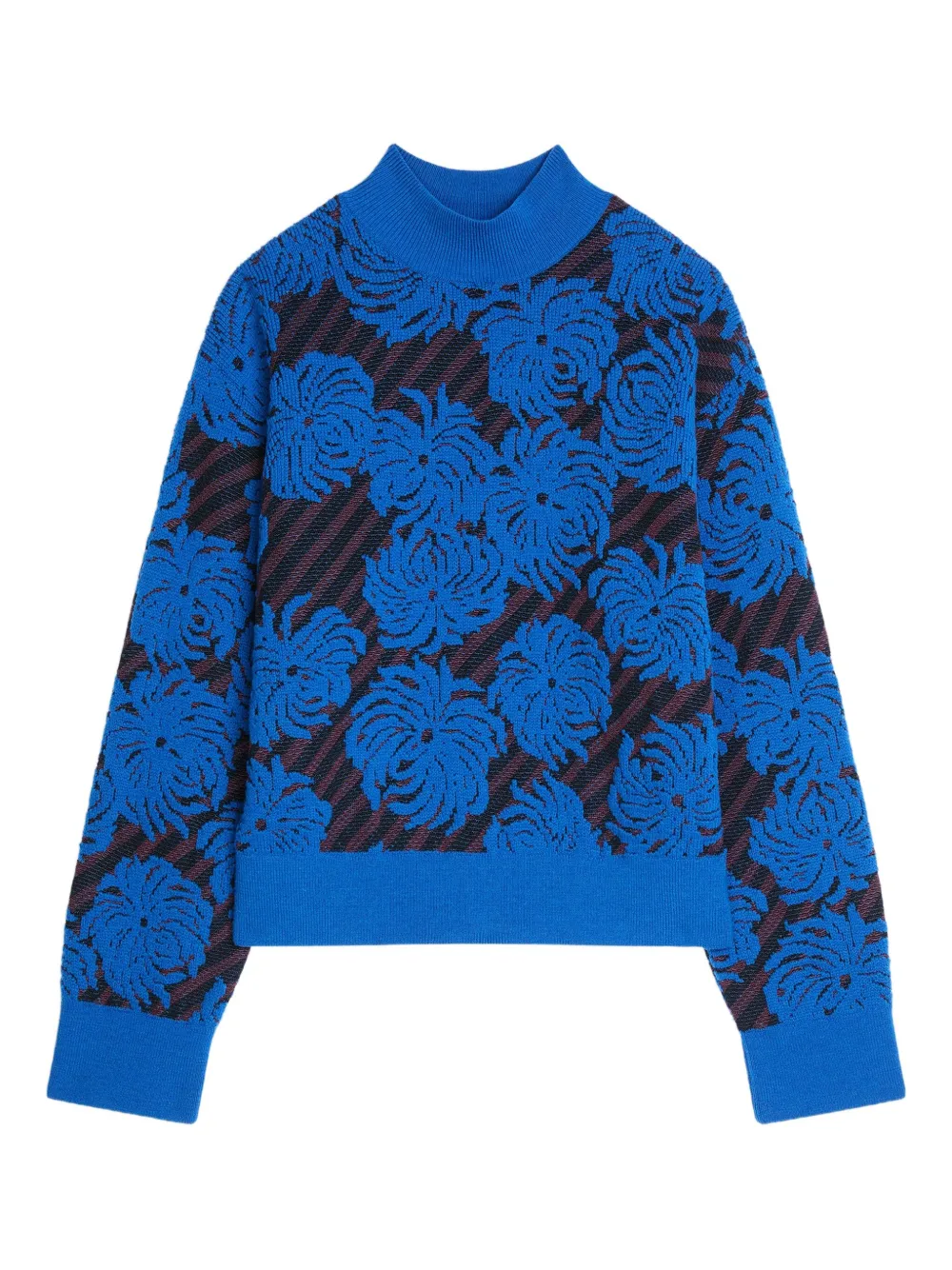 Dries Van Noten Floral-jacquard Sweater In Blue