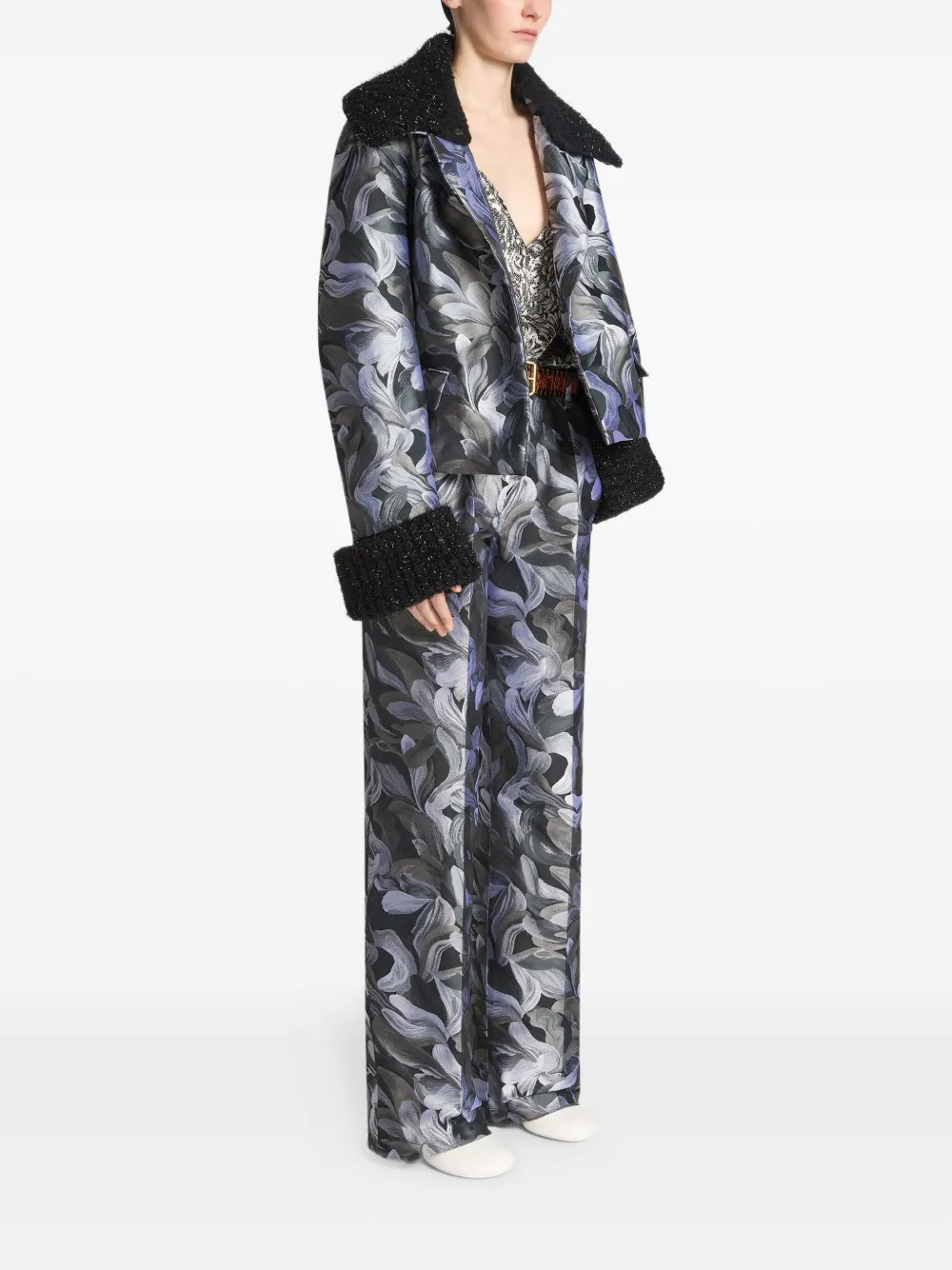 DRIES VAN NOTEN Jack met bloemen-jacquard Grijs
