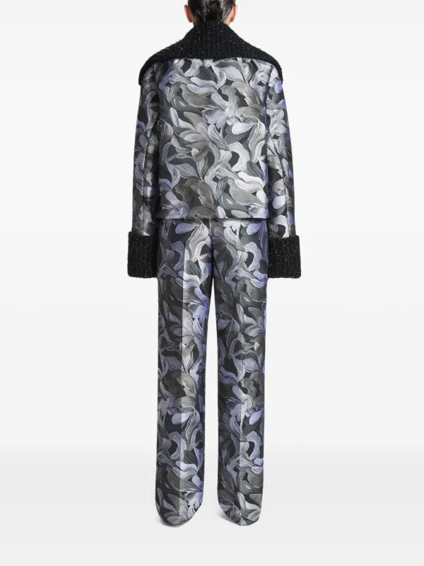 DRIES VAN NOTEN floral-jacquard Jacket Grey FARFETCH AE