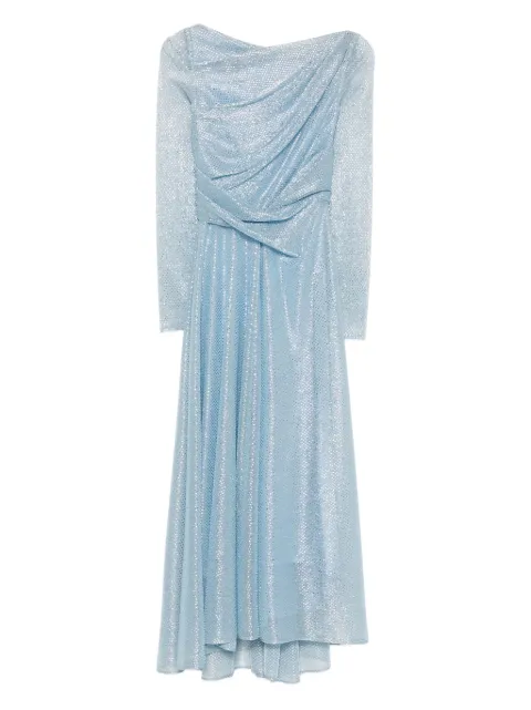 Talbot Runhof draped long-sleeve dress
