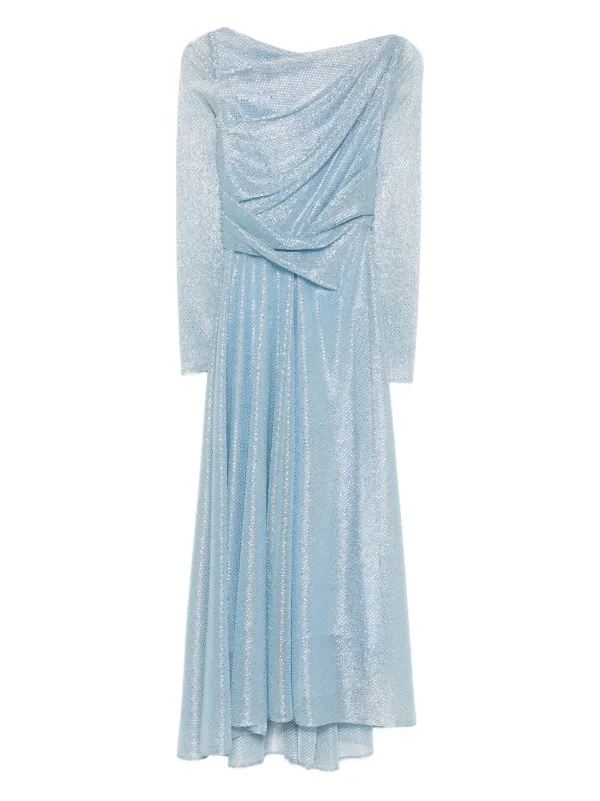 Talbot Runhof Draped Long-sleeve Gown - Blue Talbot Runhof Draped Long-sleeve Gown - Blue