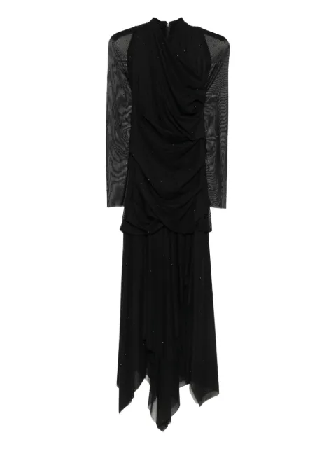Talbot Runhof draped long-sleeve dress