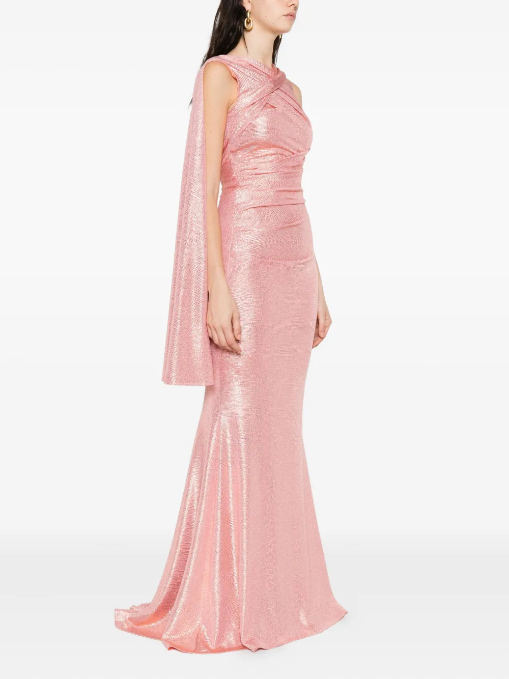 Talbot Runhof Gedrapeerde jurk Roze