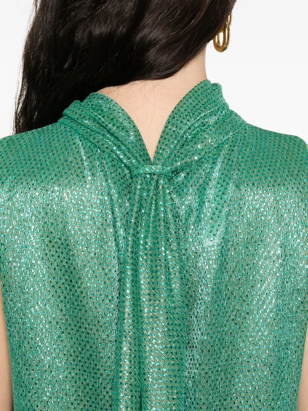 Talbot Runhof Mouwloze jurk met hoge hals Groen