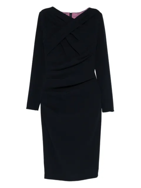 Talbot Runhof draped long-sleeve dress