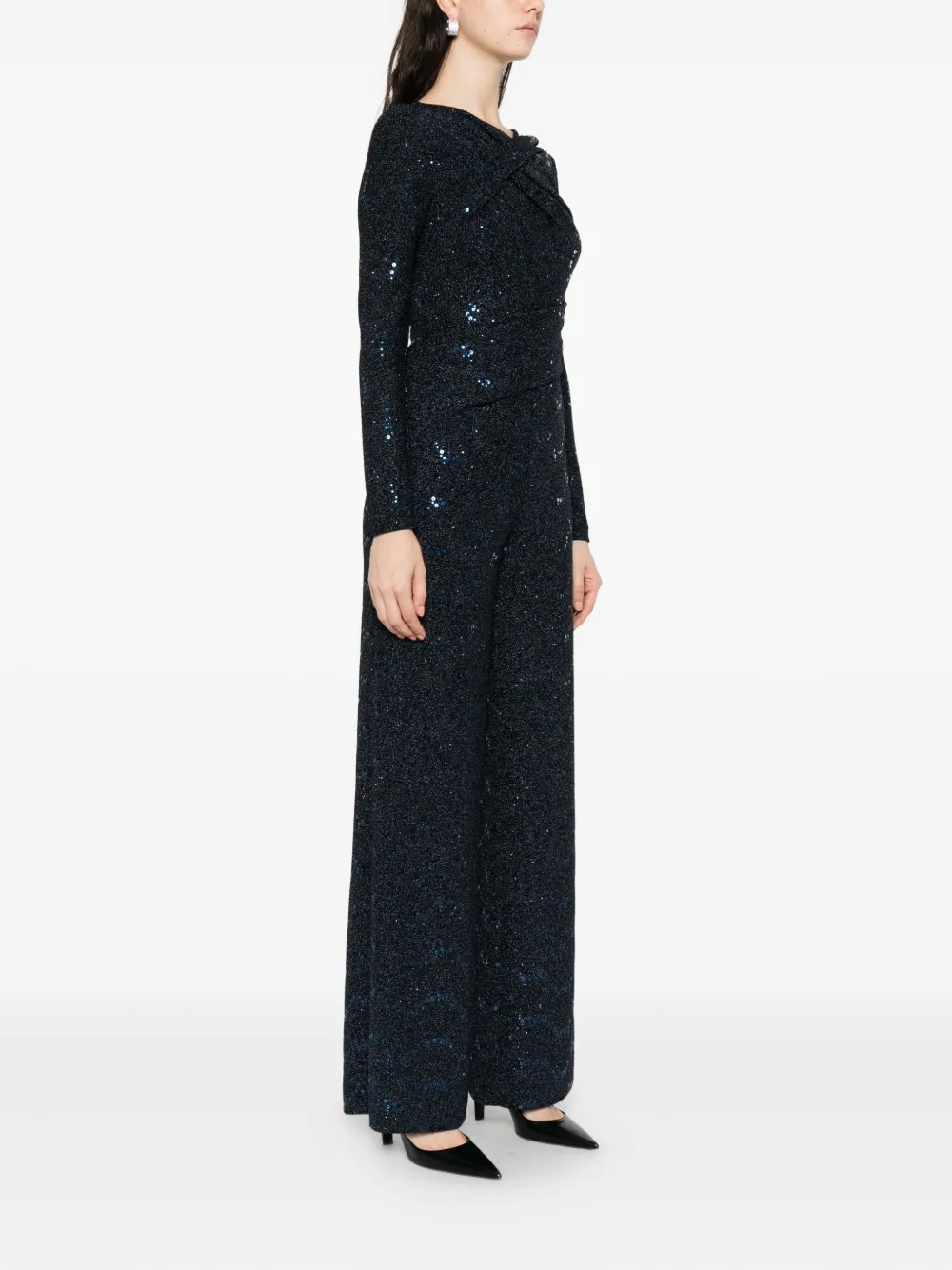 Talbot Runhof Jumpsuit verfraaid met pailletten Blauw