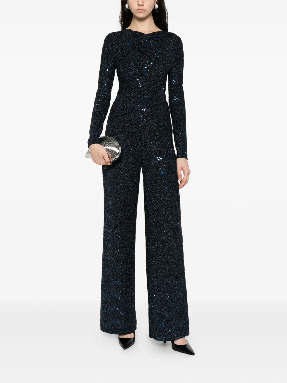 Talbot Runhof Jumpsuit verfraaid met pailletten - Blauw