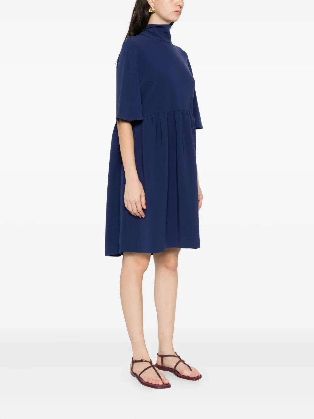 Roll-Neck Gathered Dress