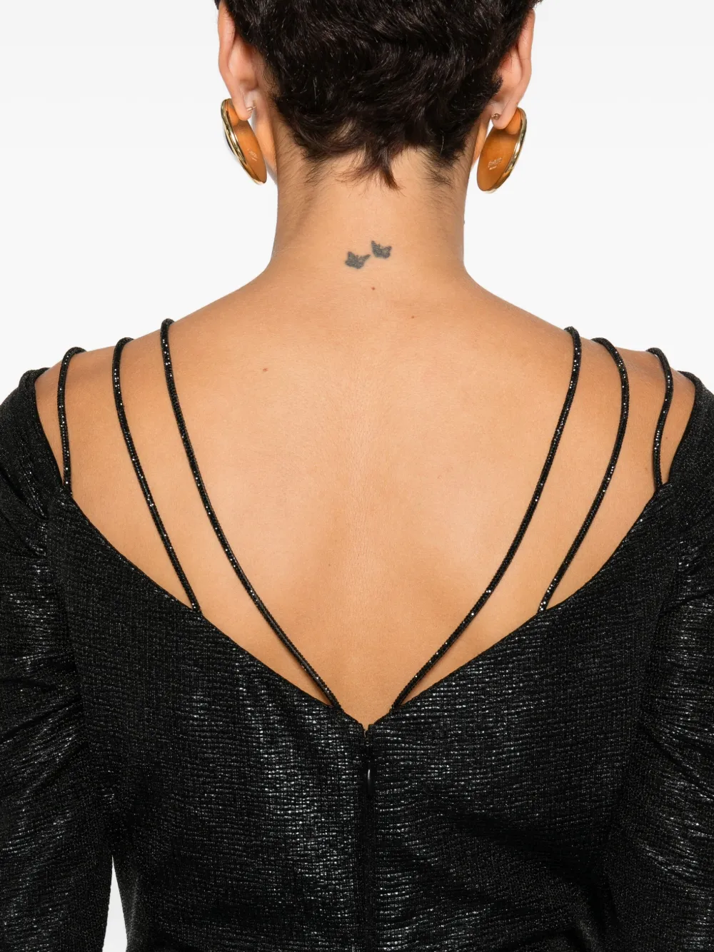 Talbot Runhof Maxi-jurk met ruches Zwart