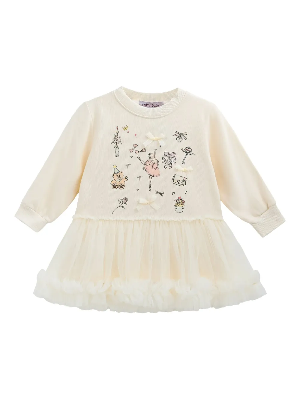 Mimi Tutu Gerüschtes Minikleid mit Schleifendetail - Nude