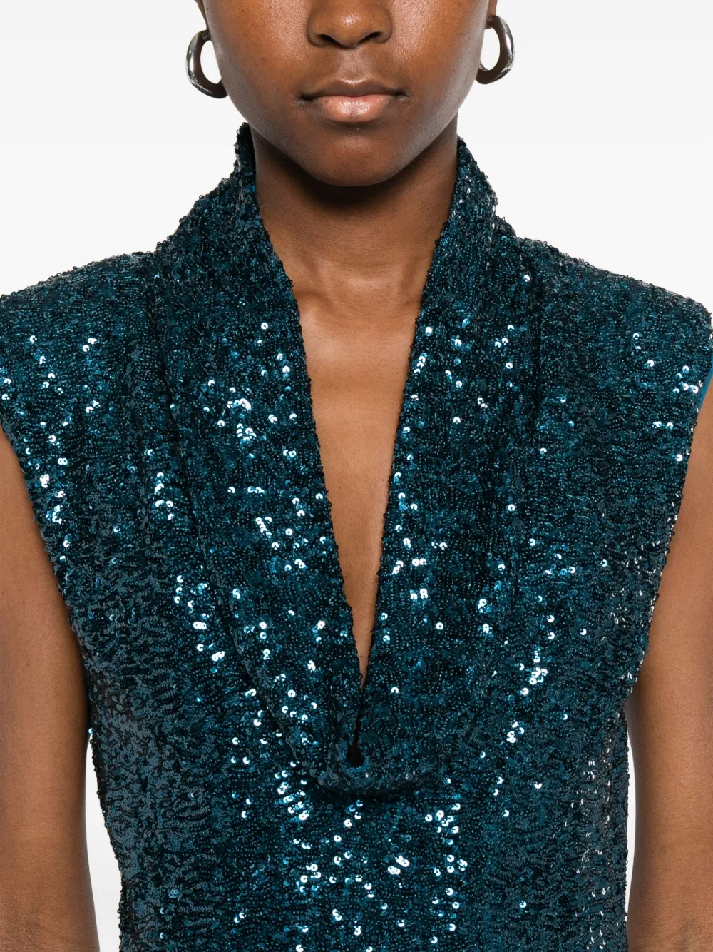CHIARA BONI La Petite Robe Jurk met pailletten en col Blauw