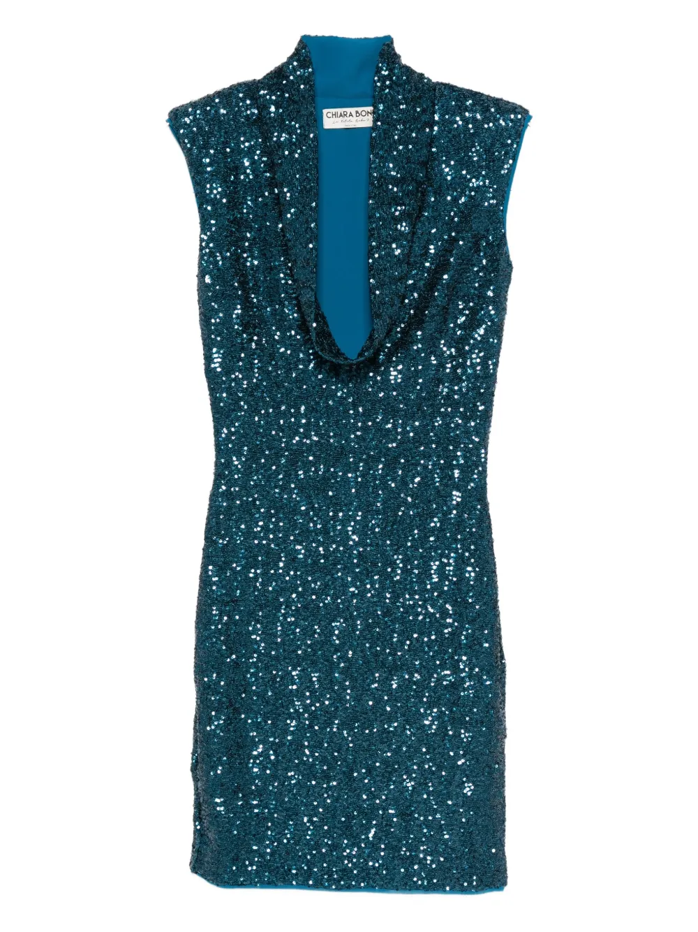 CHIARA BONI La Petite Robe sequinned cowl-neck dress – Blue