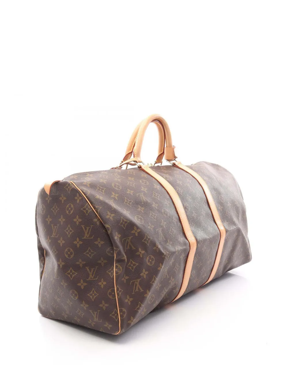Pre-owned Louis Vuitton 2001 Monogram Keepall 55 Travel Bag In Brown