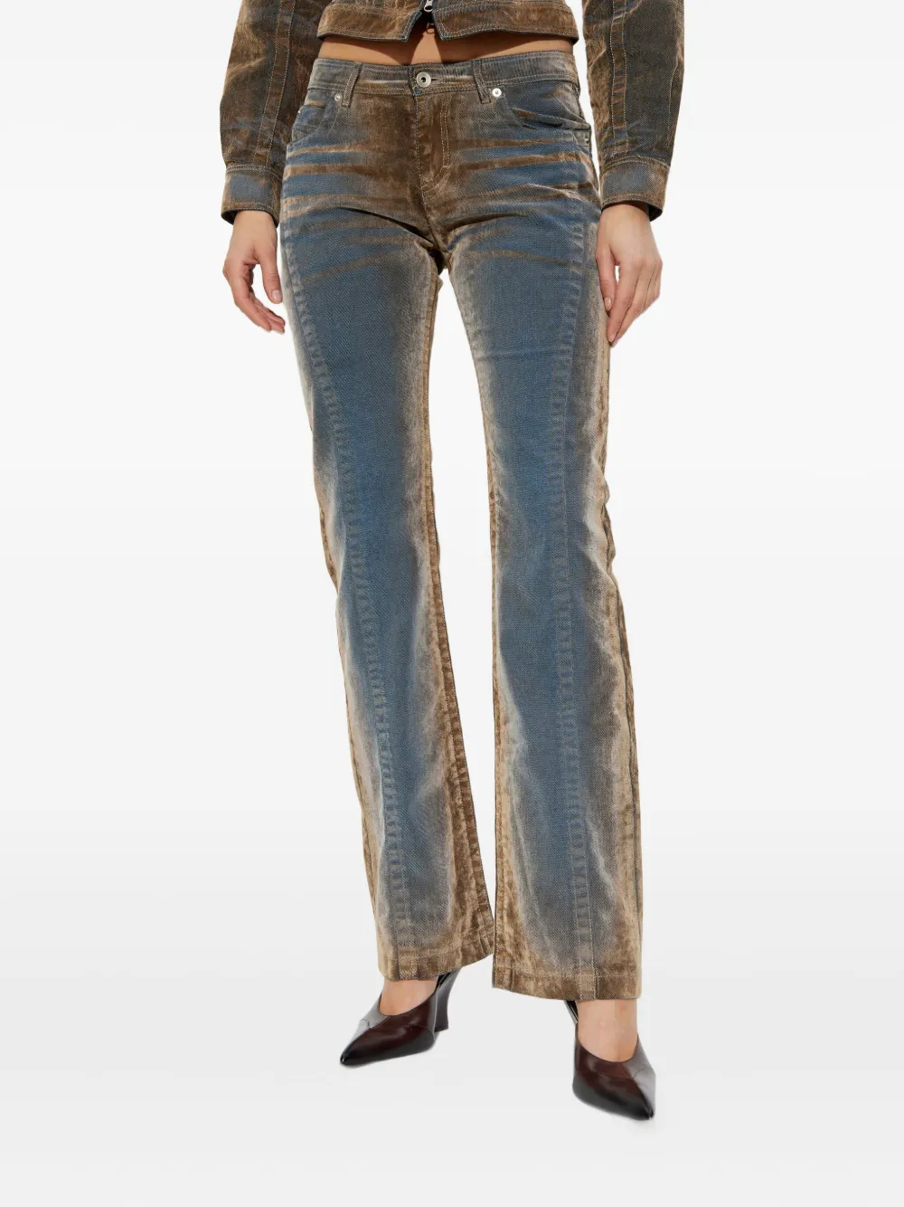 Knwls Flock Panelled Trousers In Blue