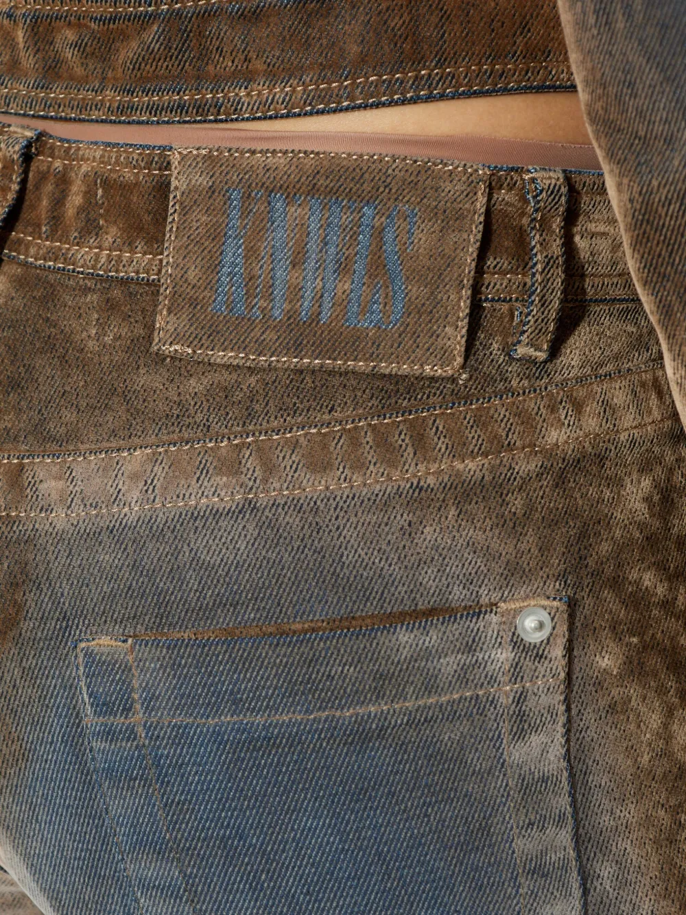 Knwls Flock Panelled Trousers In Blue